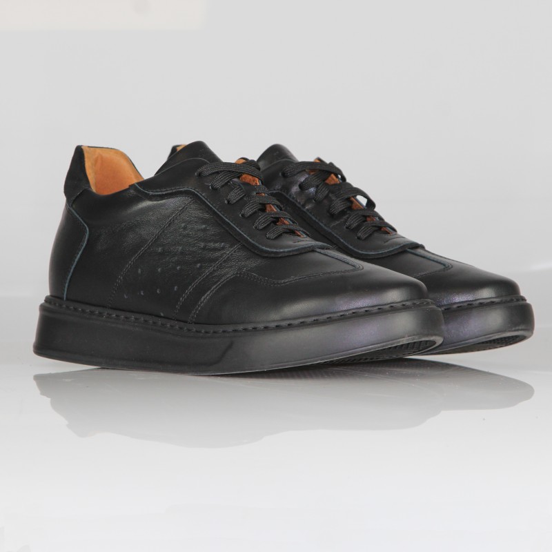 Sneakers Rialzanti Roma nero +7 cm