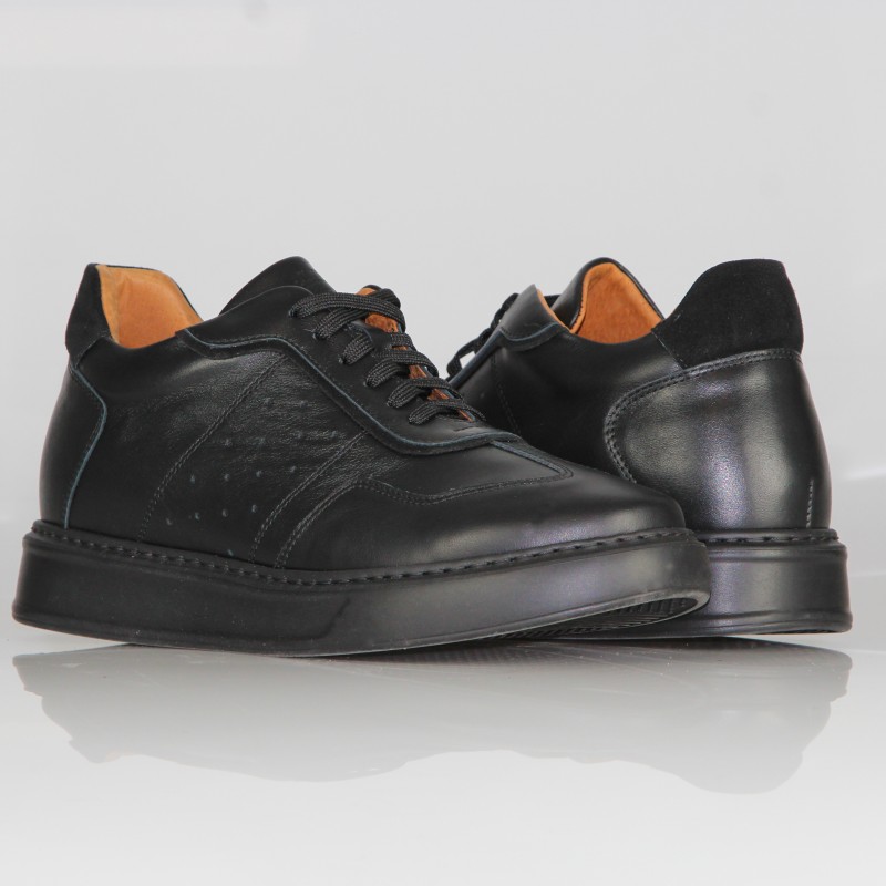 Sneakers Rialzanti Roma nero +7 cm