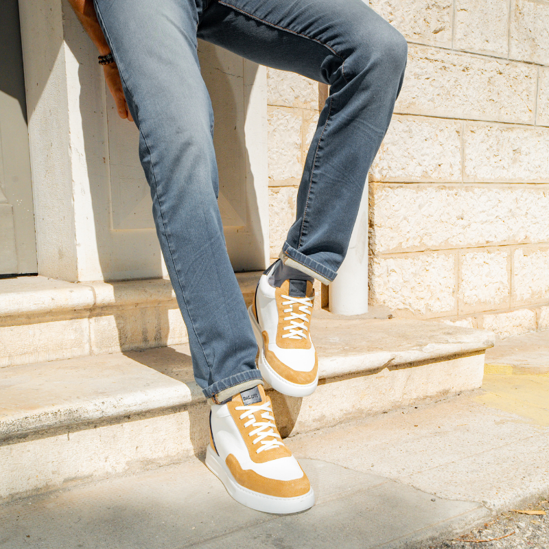 Sneakers Rialzanti Potenza beige +9cm