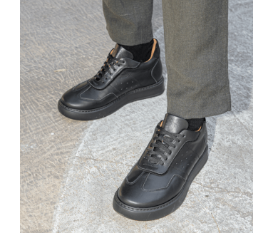 Sneakers Rialzanti Roma nero +7 cm