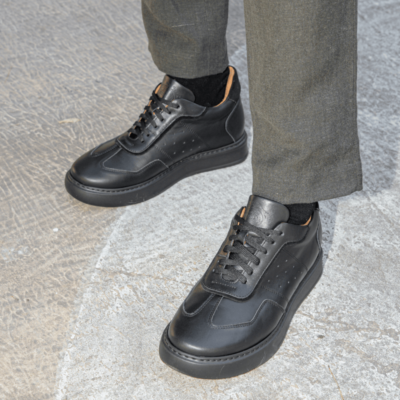 Sneakers Rialzanti Roma nero +7 cm