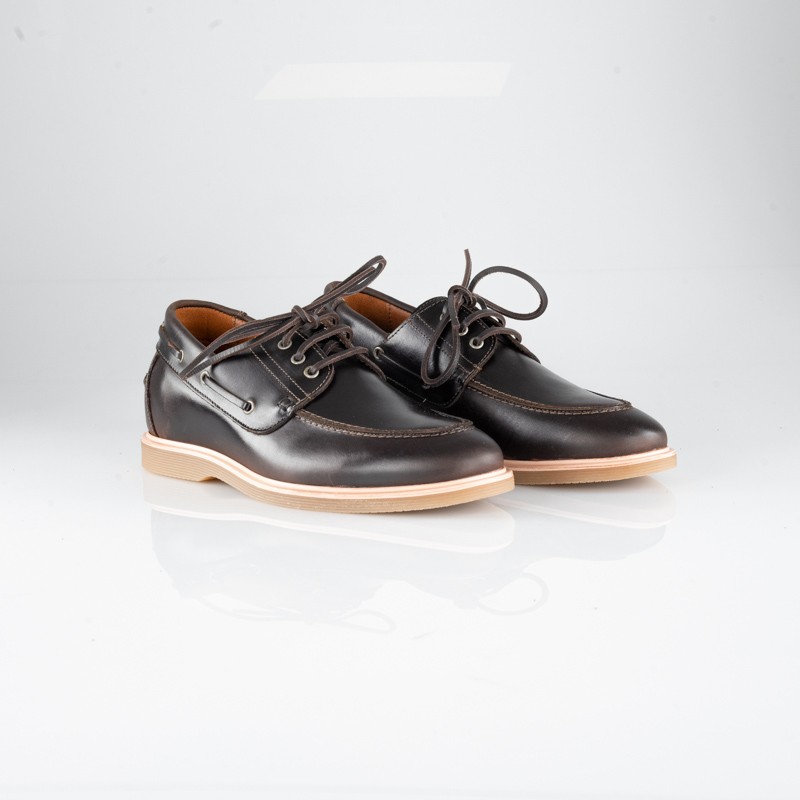 Scarpe da barca rialzanti Manarola marrone +5 cm