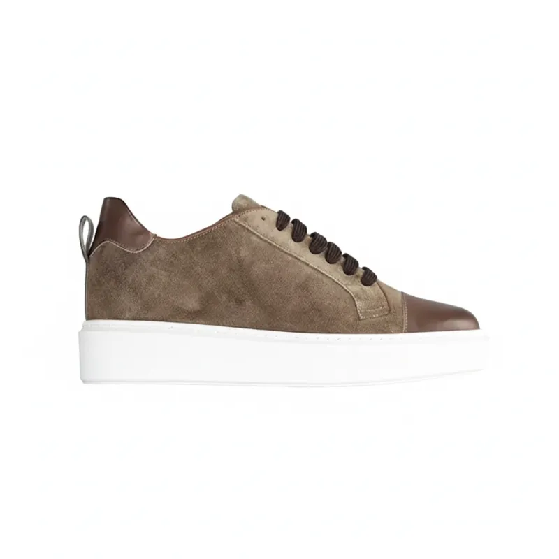 Sneakers Rialzanti Milano marrone +6cm