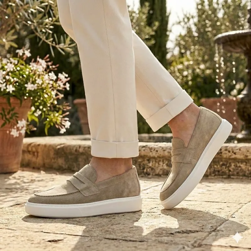 Mocassini rialzanti Rimini beige +6cm