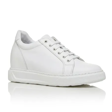 Sneakers rialzate Brera Alto in pelle bianca +9 cm