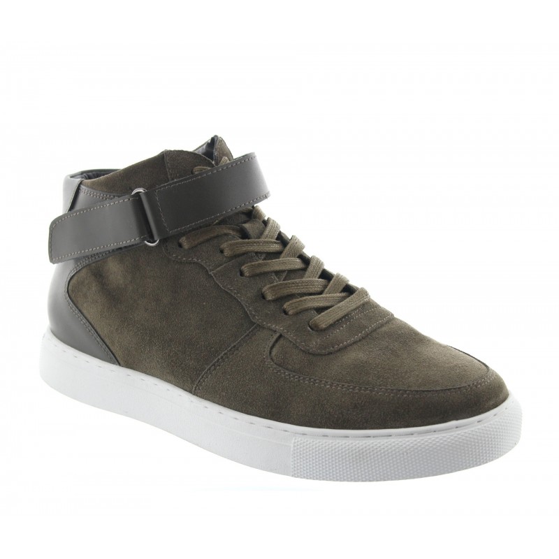 sneaker con tacco rialzato Uomo - Kaki - Nubuck / Pelle - +5 CM - Olivetta - Mario Bertulli