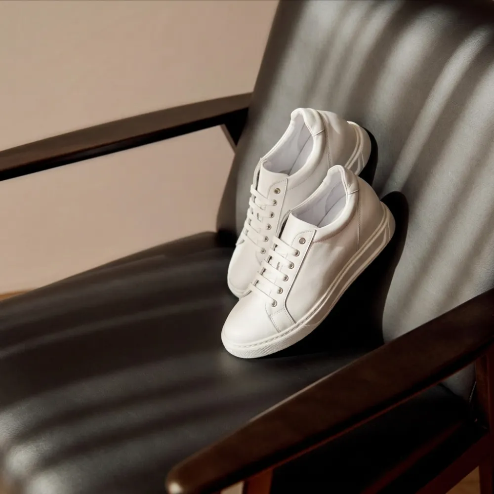 Sneakers rialzate Brera Alto in pelle bianca +9 cm