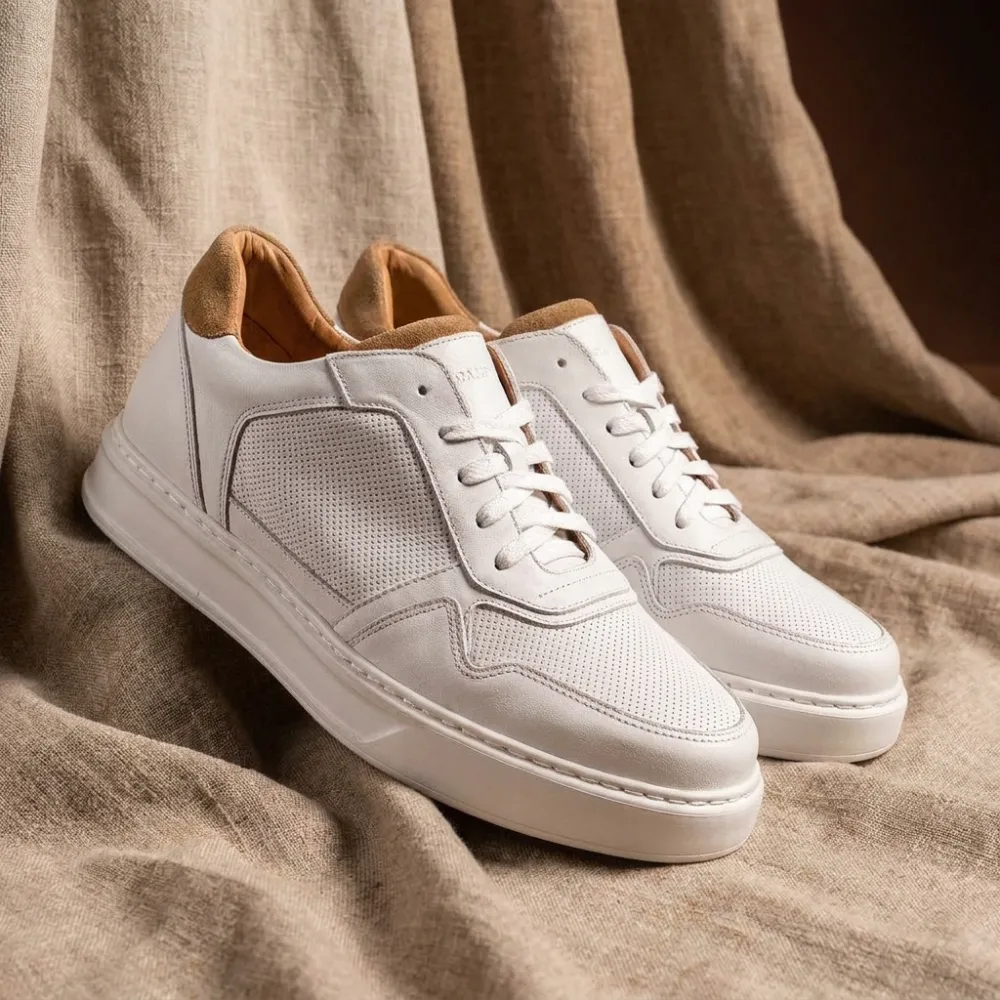 Sneakers rialzanti Riva bianche +7,5 cm
