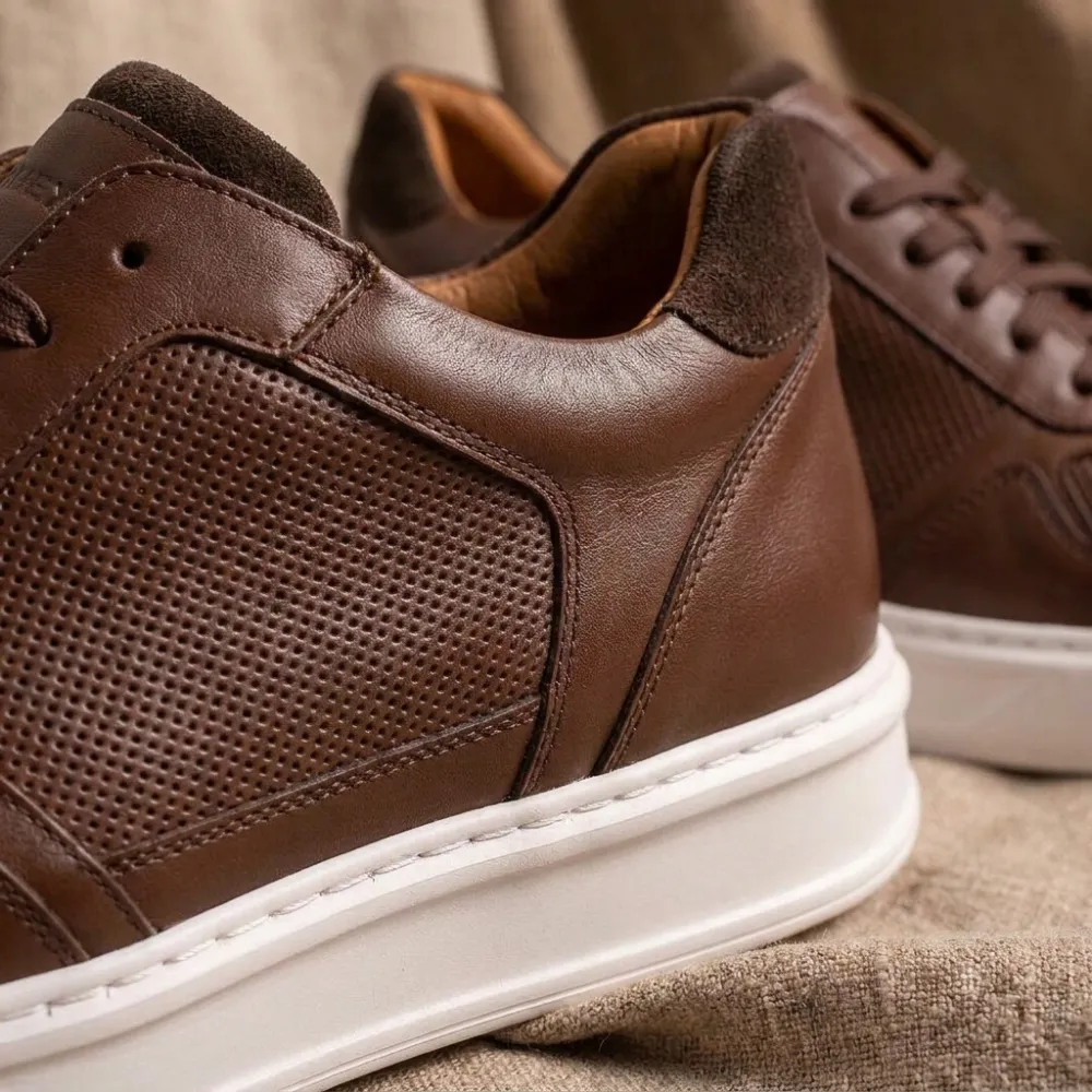 Sneakers rialzanti Riva marroni +7,5 cm