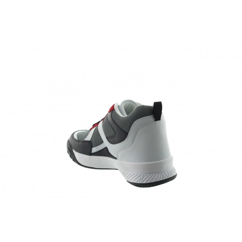 basket talon compensé Homme - Blanc - Cuir/mesh - +7 CM - Sport - Mario Bertulli
