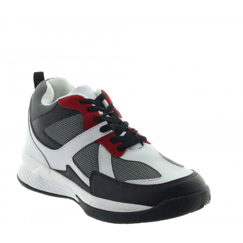 basket Homme rehaussante - Blanc - Cuir/mesh - +7 CM - Lesina - Mario Bertulli