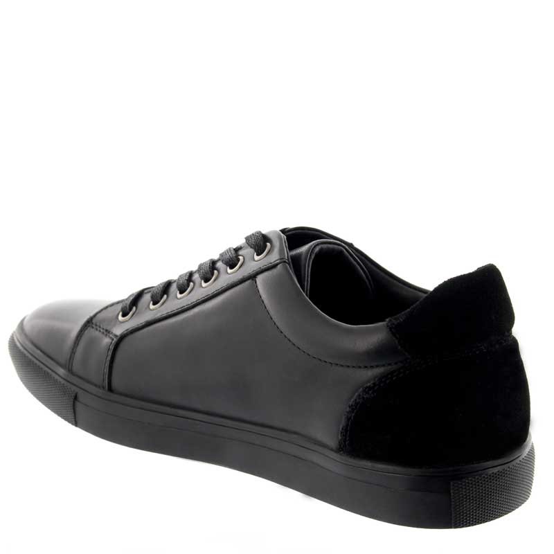 basket talon compensé Homme - Noir - Cuir - +5 CM - Détente - Mario Bertulli