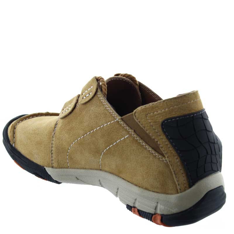 basket talon compensé Homme - Cognac - Nubuck - +5 CM - Détente - Mario Bertulli