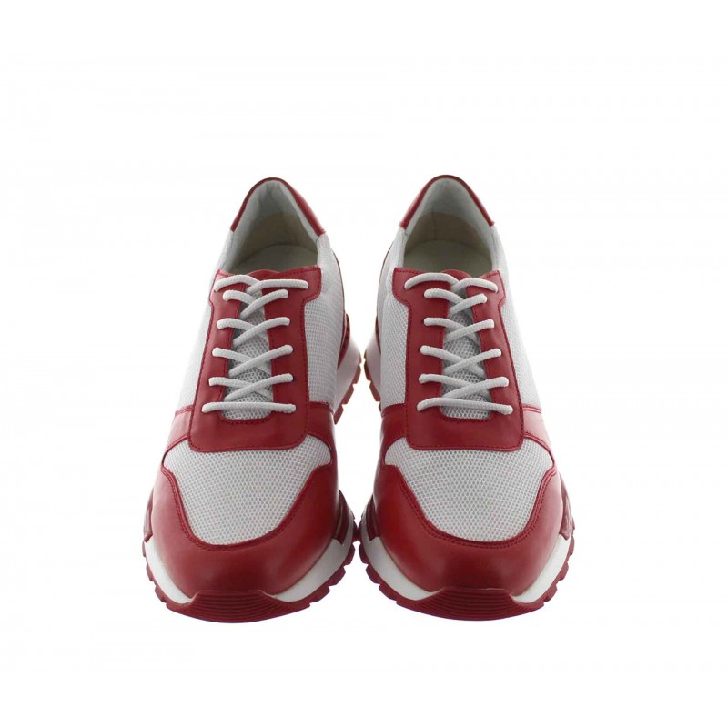 sneakers talon rehaussant Homme - +7 CM - Cuir/mesh - Rouge - Détente - Mario Bertulli