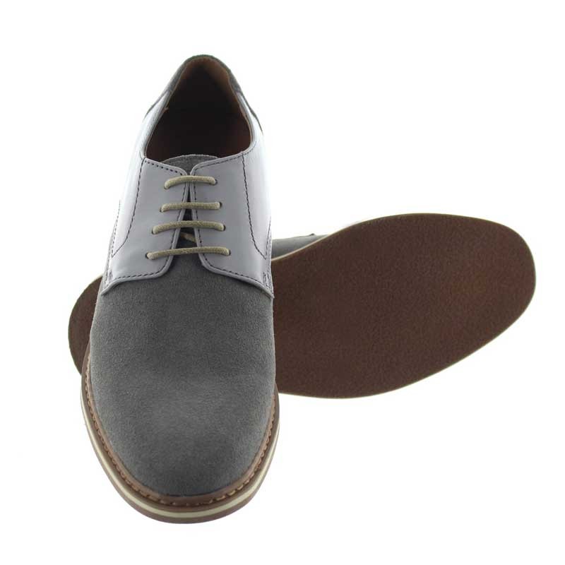 chaussure richelieu semelle rehaussante Homme - Gris clair - Nubuck / Cuir - +6 CM - Détente - Mario Bertulli