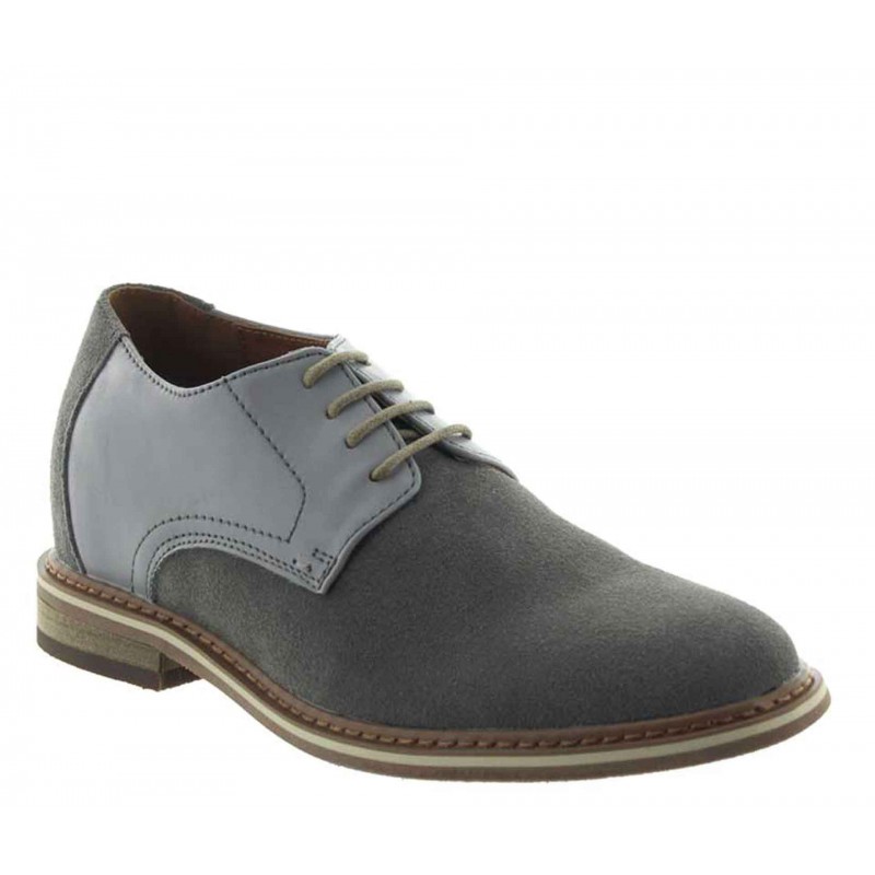 chaussures richelieu compensées Homme - Gris clair - Nubuck / Cuir - +6 CM - Trabia - Mario Bertulli