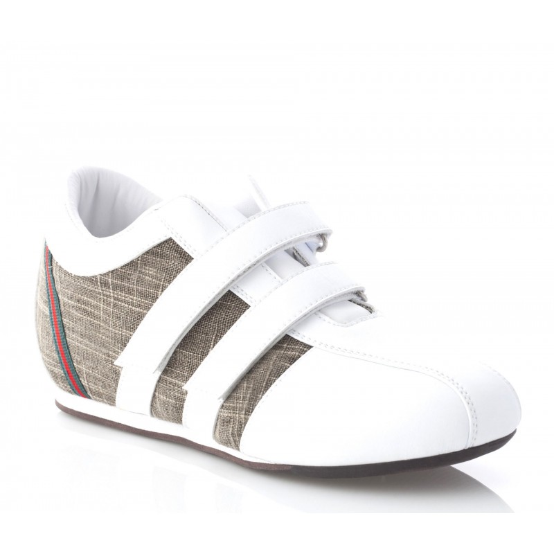 basket italienne rehaussante Femme  - Blanc - Cuir / Textile - +7 CM - Gina  - Mario Bertulli