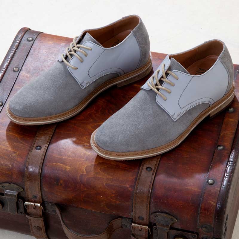 richelieu rehaussants Homme - Gris clair - Nubuck / Cuir - +6 CM - Détente - Mario Bertulli