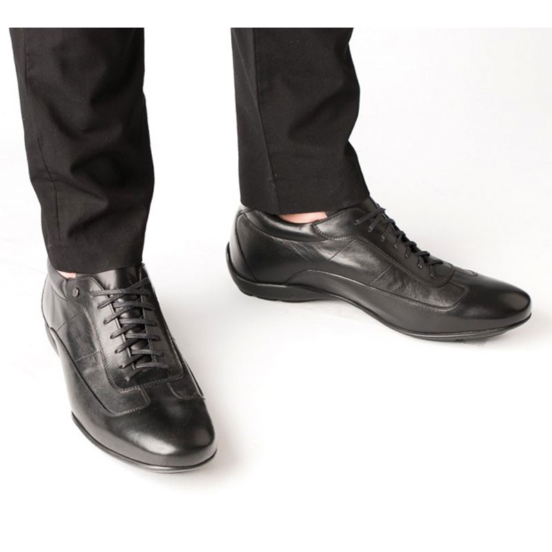 sneaker a talon compensé Homme - Noir - Cuir de veau pleine fleur - +5 CM - Arezzo - Mario Bertulli