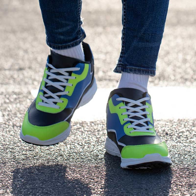 Basket Homme rehaussante  | Bleu/vert +7 CM | Mario Bertulli