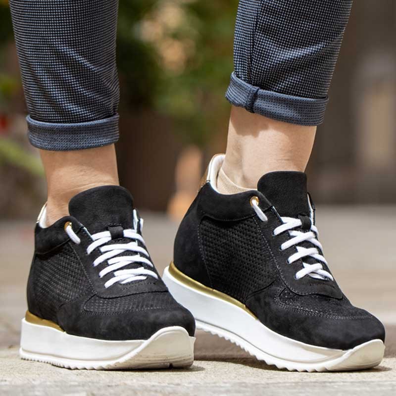 Sneaker talon compensé femme |Noir +7cm | Mario Bertulli