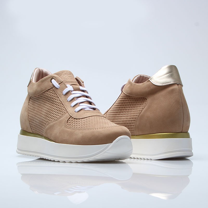 Sneakers rehaussantes femme Audencia - sable +7cm