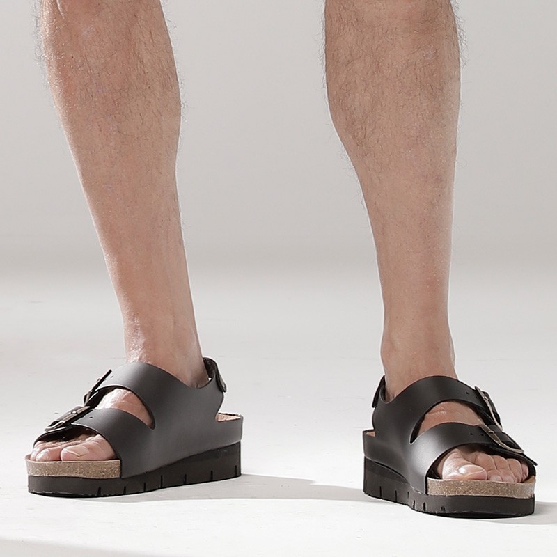 Sandale rehaussante Riccione noir +5 cm