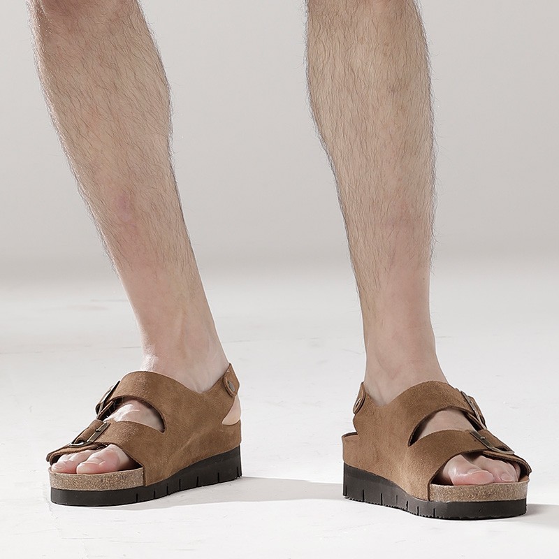 Sandales rehaussantes homme | Cognac +5 cm | Mario Bertulli
