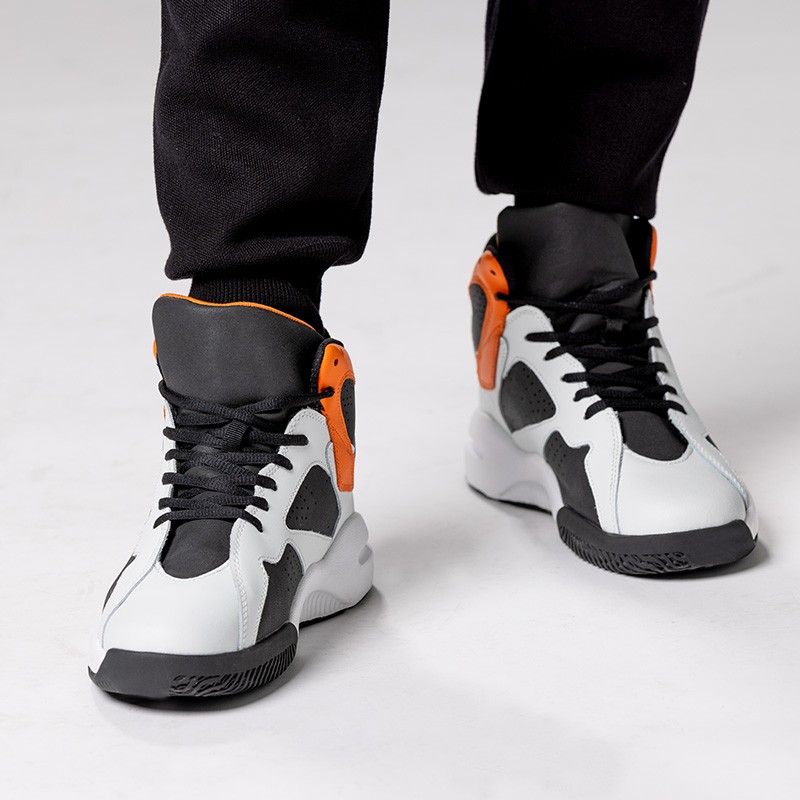 Basket Homme rehaussante  | Blanc/orange +7 CM | Mario Bertulli