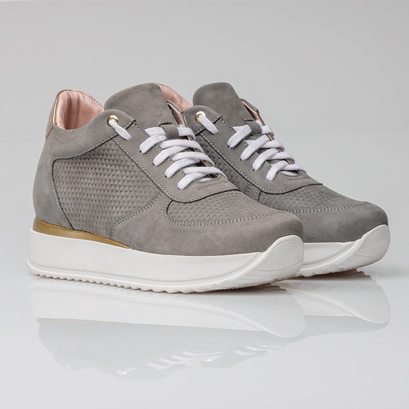 Sneaker talon compensé femme |Gris +7cm | Mario Bertulli