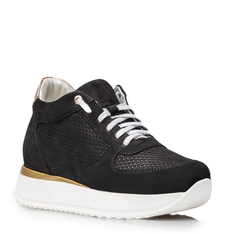 Sneaker talon compensé femme |Noir +7cm | Mario Bertulli