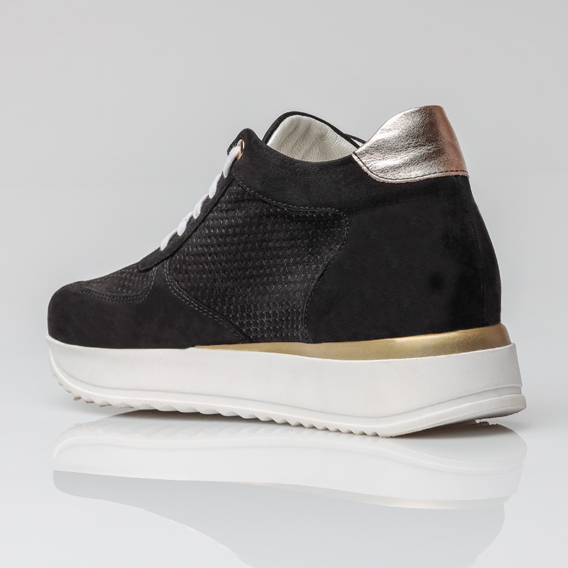 Sneaker talon compensé femme |Noir +7cm | Mario Bertulli