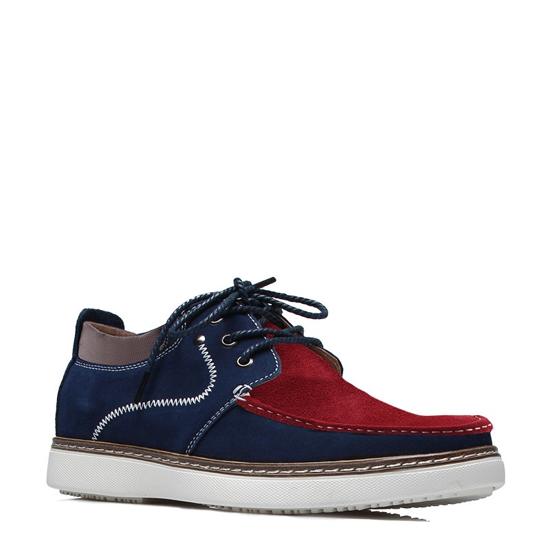 Mocassin rehaussant Homme | Bleu marine/rouge +5,5 CM | Mario Bertulli