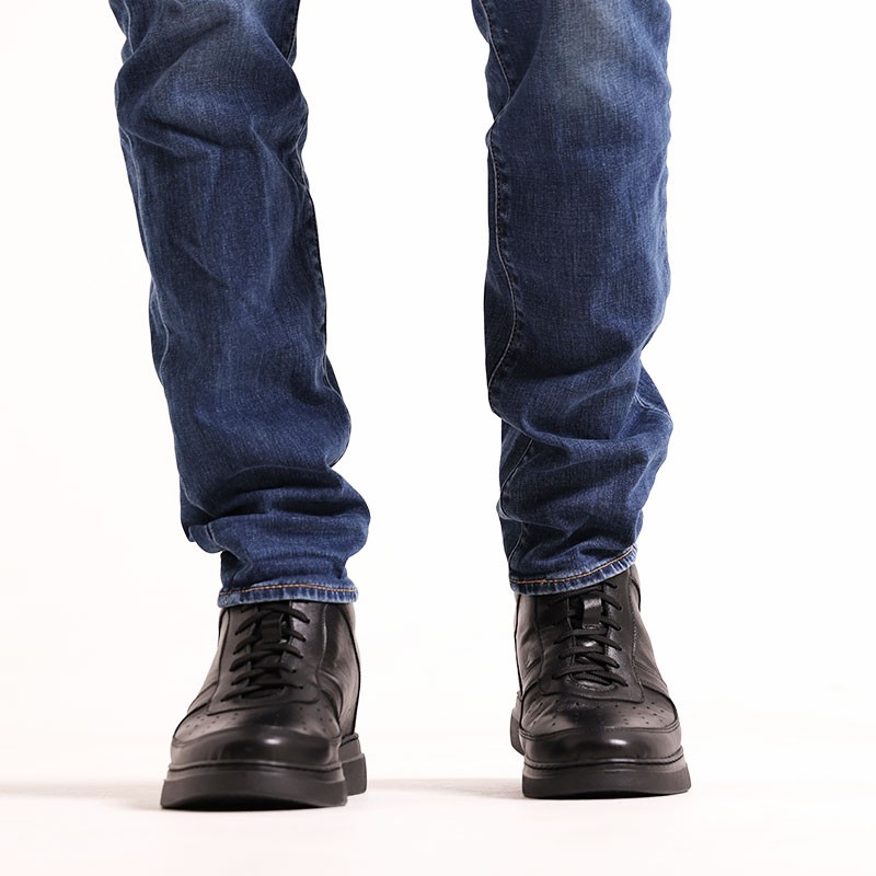 Sneaker talon compensé Homme | Noir +9 cm | Mario Bertulli