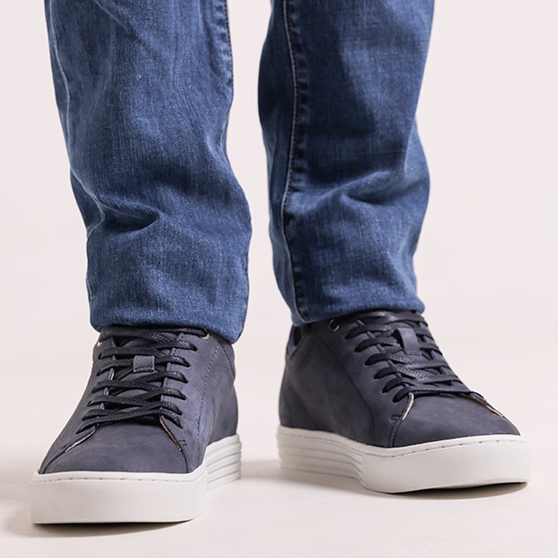 Sneaker talon compensé Homme | marine +6 CM | Mario Bertulli