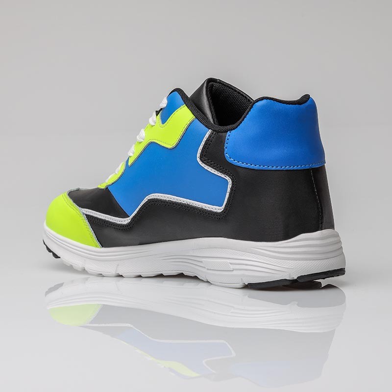 Basket Homme rehaussante  | Bleu/vert +7 CM | Mario Bertulli