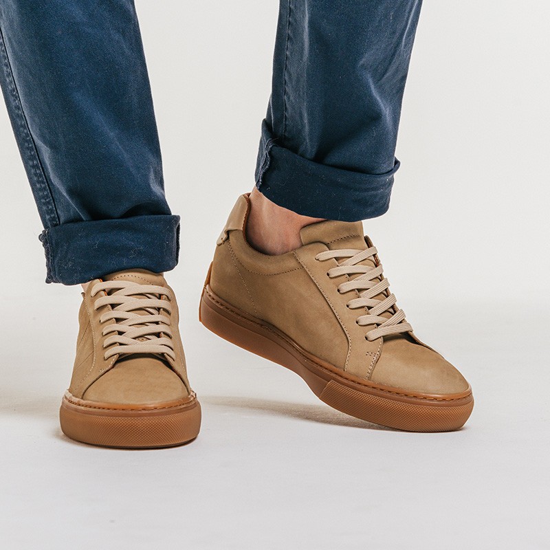 Sneaker talon compensé Homme | Beige clair 6,5 cm| Mario Bertulli