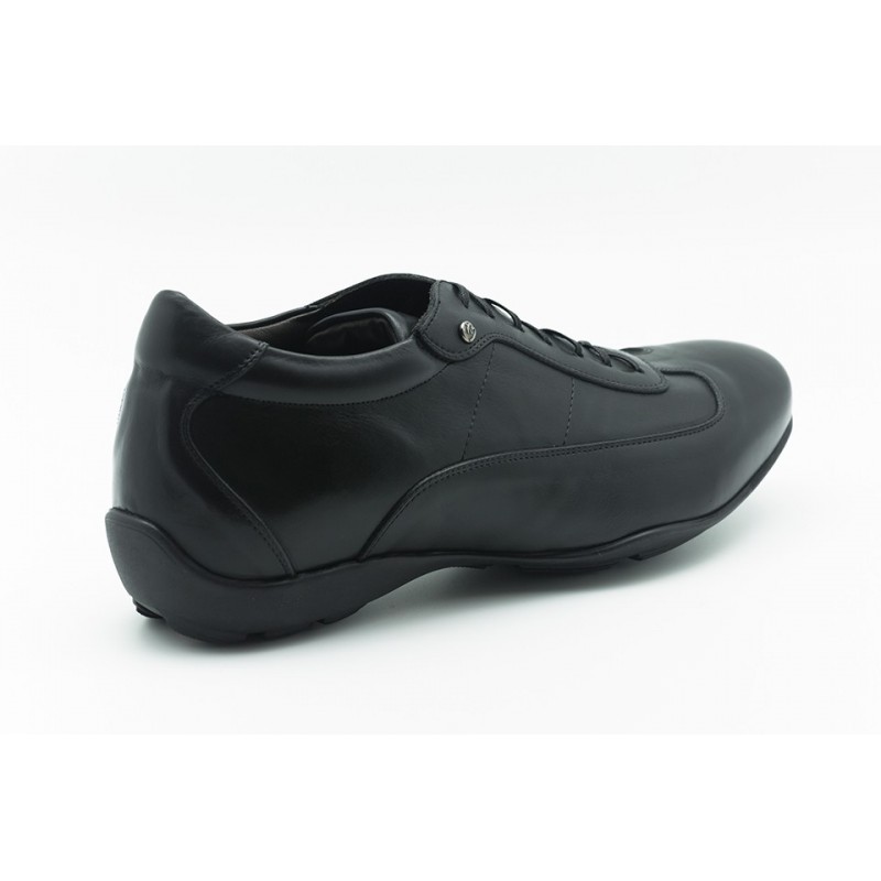 sneakers talon rehaussant Homme - +5 CM - Cuir de veau pleine fleur - Noir - Luxe - Mario Bertulli