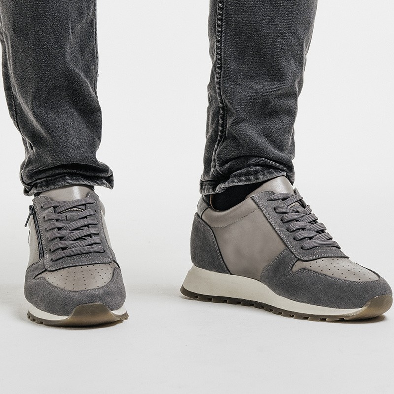 Basket Homme rehaussante  | Imperia gris +7,5cm | Mario Bertulli
