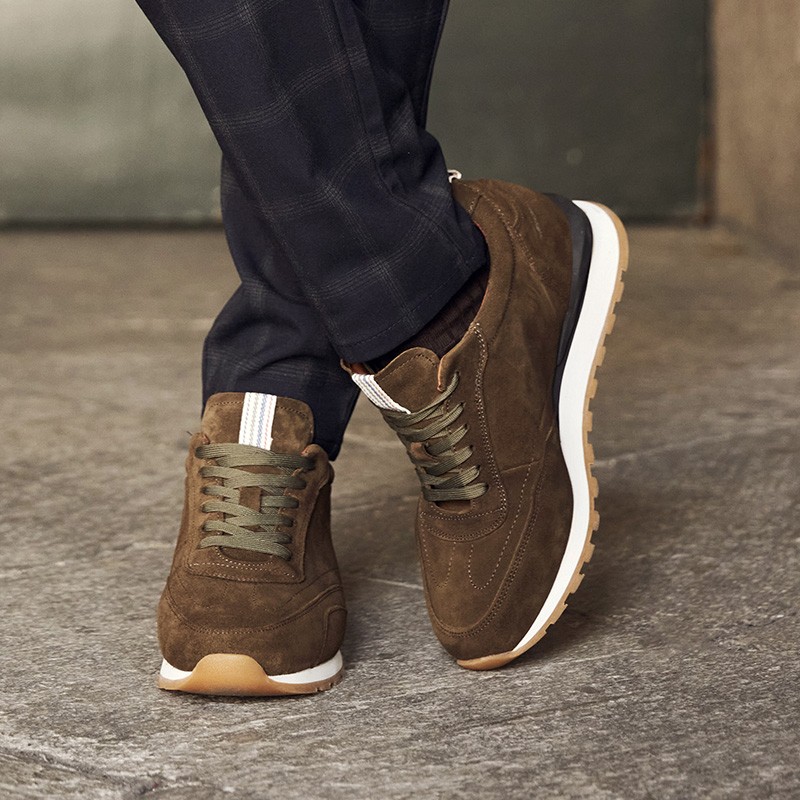 Basket Homme rehaussante  | Torino kaki +7,5cm | Mario Bertulli