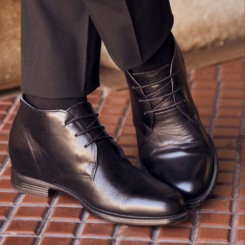 Bottes compensées Homme | Noir +6,5 CM | Mario Bertulli