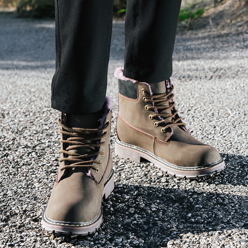 Bottes fourrés compensées  Homme | marron foncé +7.5 CM | Mario Bertulli