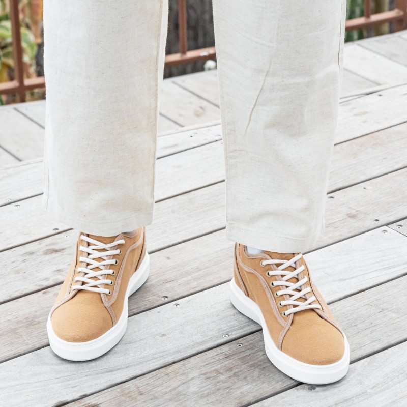 Sneakers rehaussantes Varenna Camel +7 cm