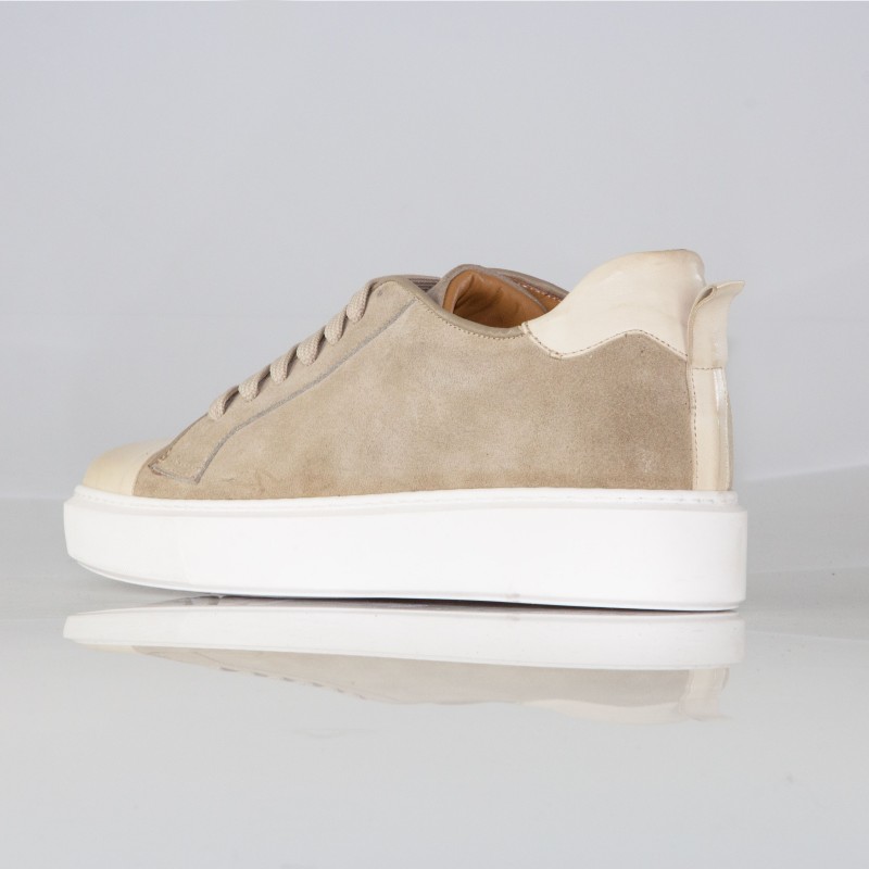Sneakers rehaussantes Milano taupe +6 cm