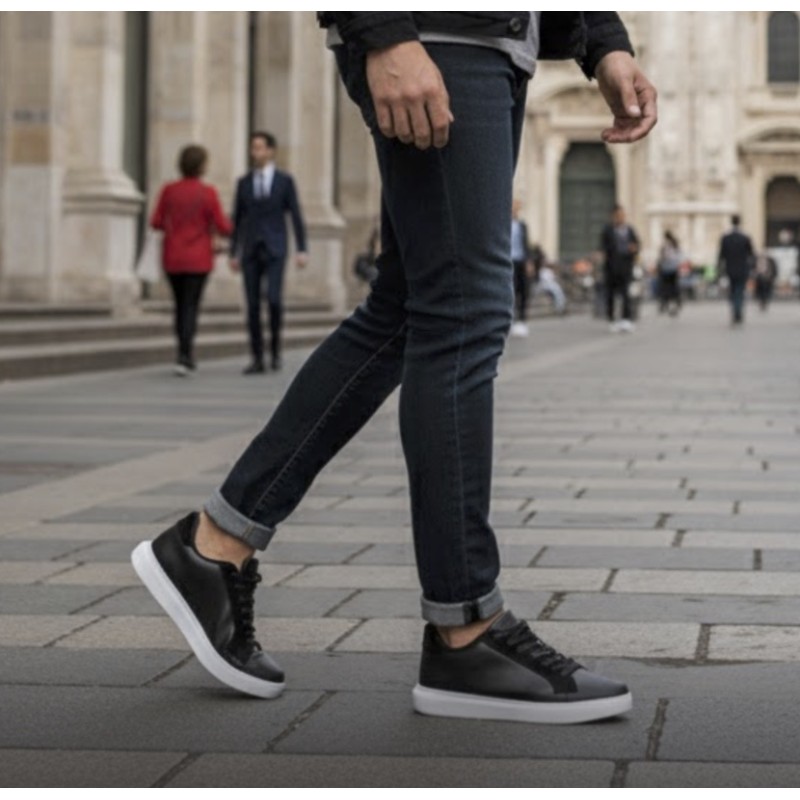 Lecce Sneakers Rehaussantes Noir +7 cm (Pointure identique au modèle commandé)