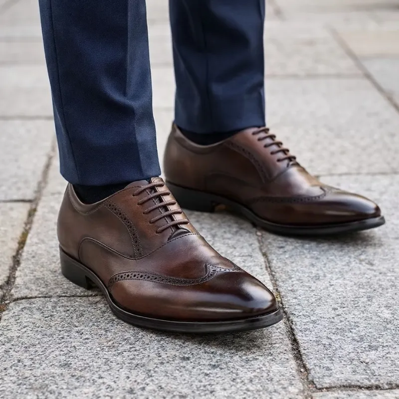 Richelieu compensé Homme | Marron +7 CM | Mario Bertulli