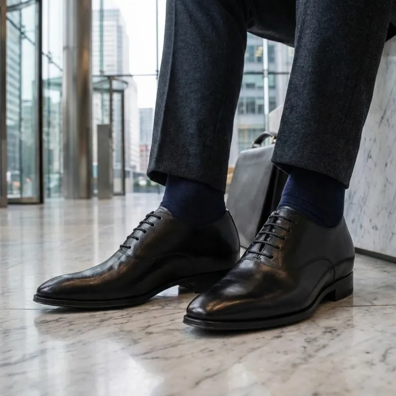 Richelieu compensé Homme | Noir +7,5 CM | Mario Bertulli