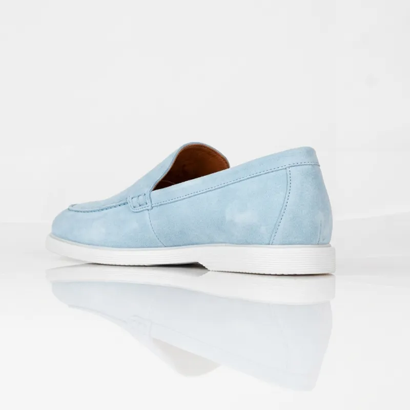 Mocassins rehaussants Positano bleu ciel +5cm