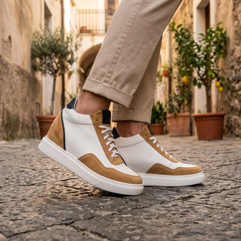 Sneakers rehaussantes Potenza beige +9cm