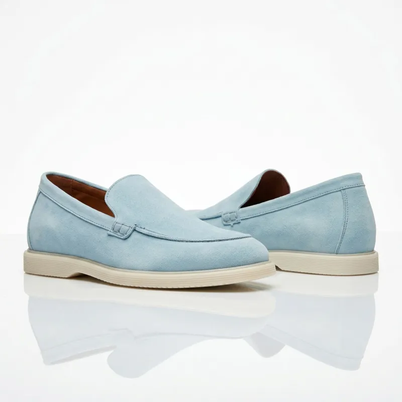 Mocassins rehaussants Positano bleu ciel +5cm